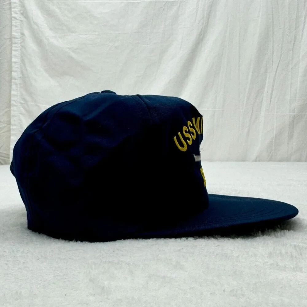 Vintage USS Missouri BB-63 Battleship Navy Snapback Cap Embroidered Blue (B)
